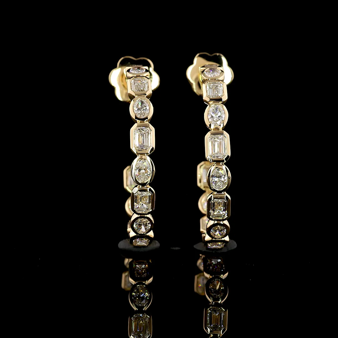 2.78 Cts 14k Yellow Gold Mix Shape C Hoops Earring