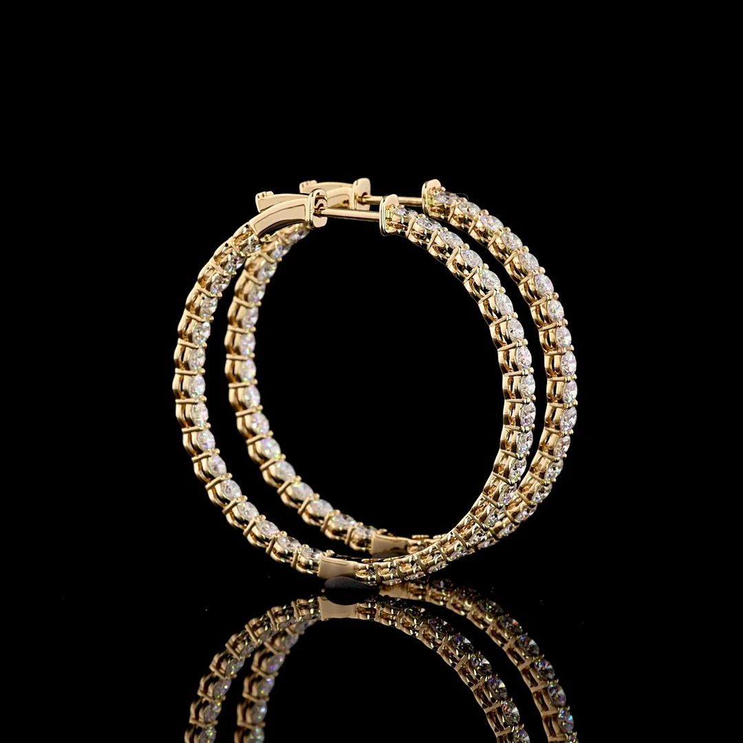 3.08 Cts 14k Yellow Gold Round Shape Hoops Earring