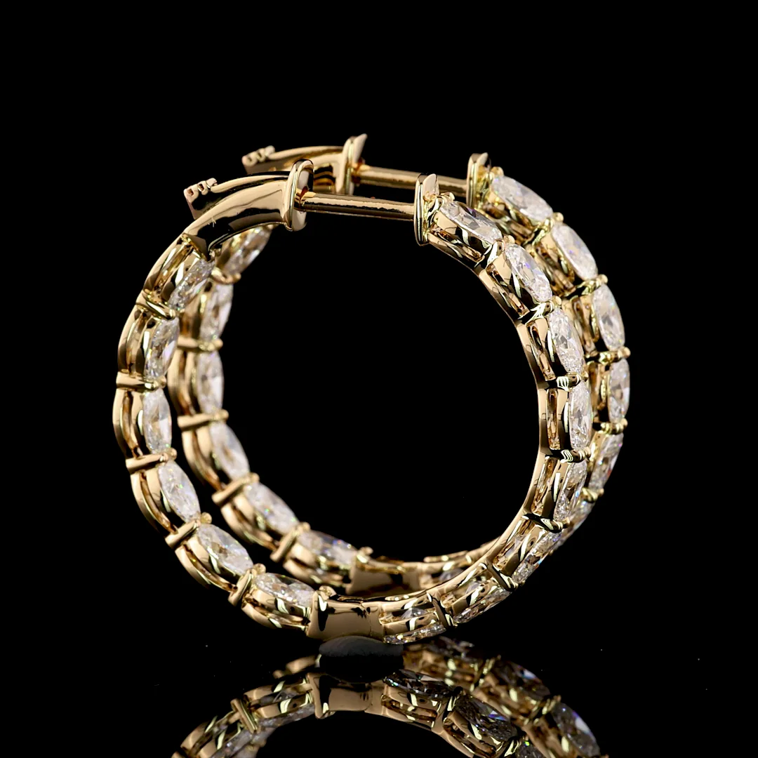 3.03 Cts 14k Yellow Gold Oval Shape Hoops Earring