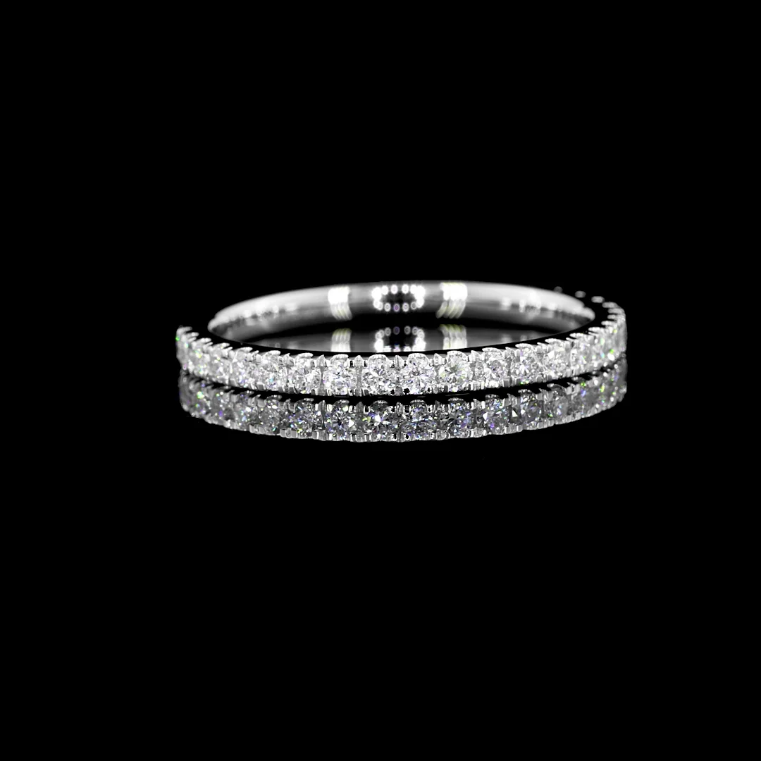 0.34 Cts 14k White Gold Round Shape Half Eternity Eternity Band