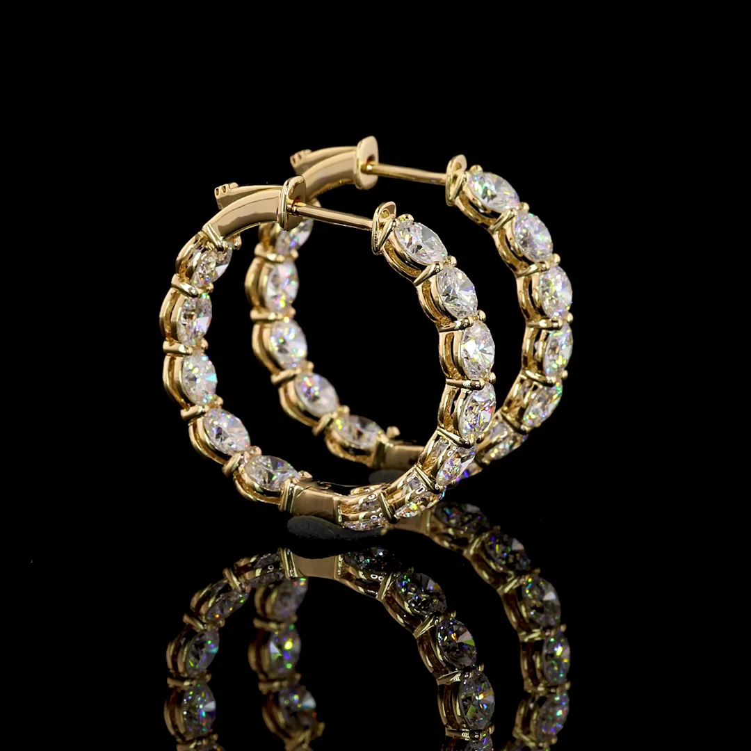 4.95 Cts 18k Yellow Gold Round Shape Hoops Earring