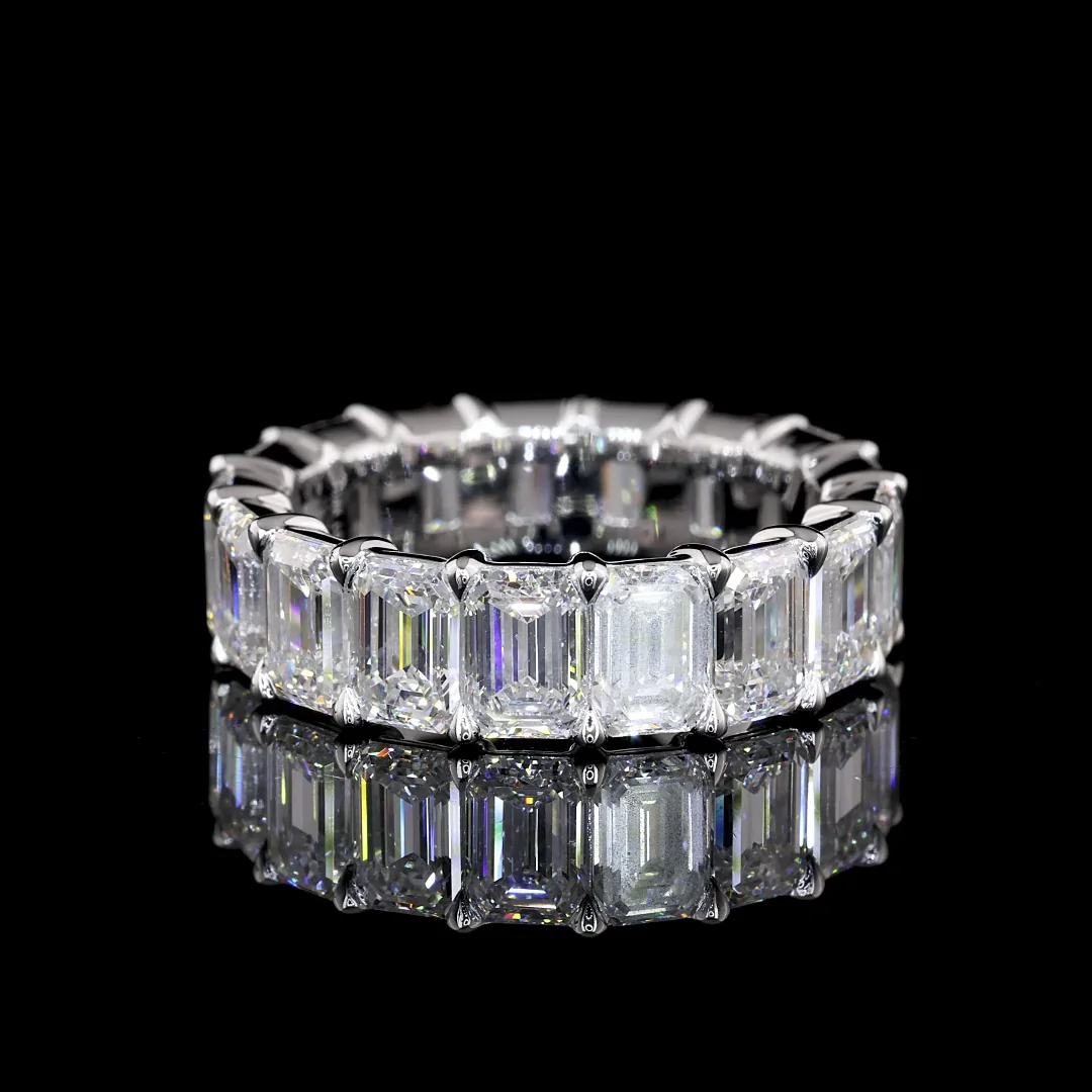 7.97 Cts 14k White Gold Emerald Shape Eternity Band Eternity Band