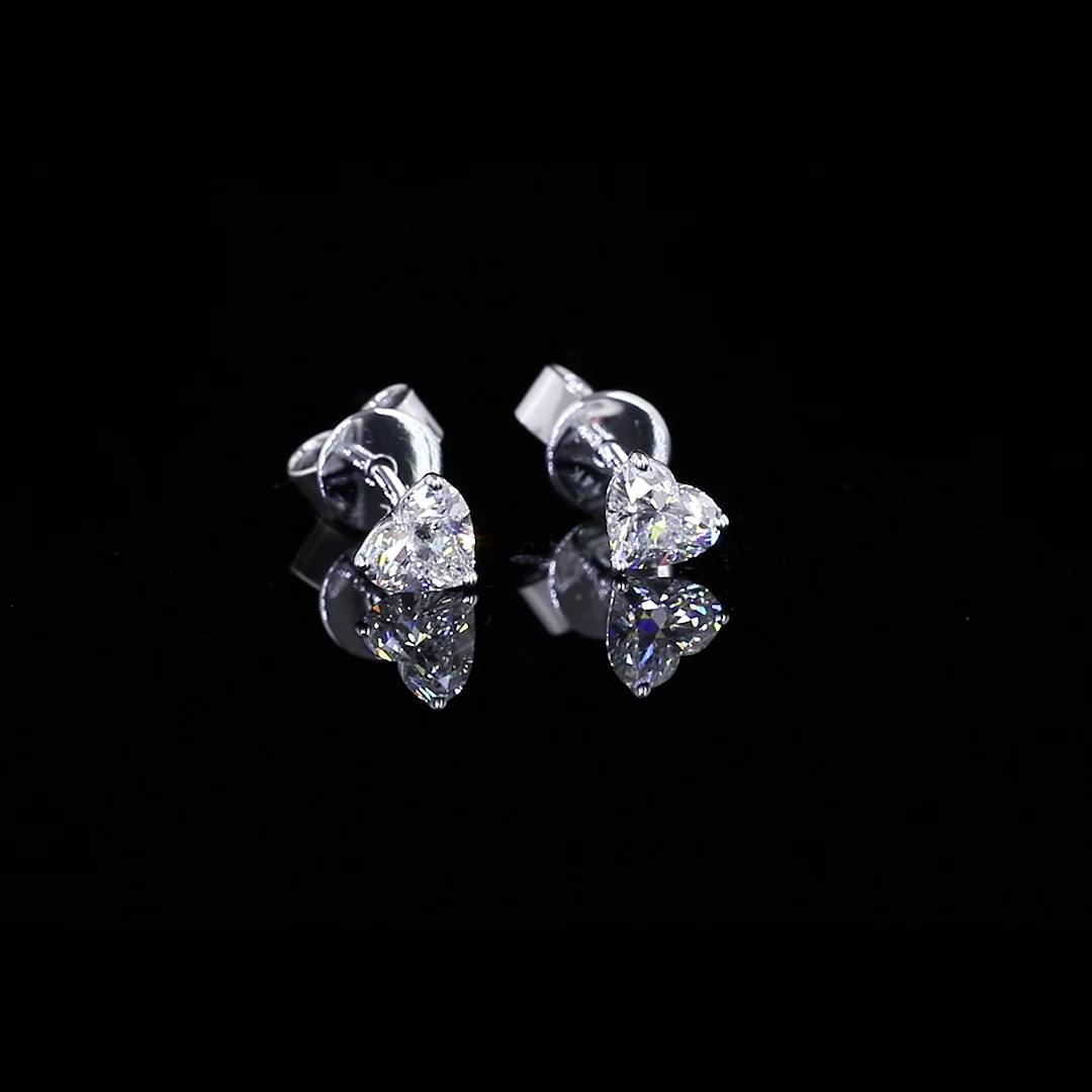 0.62 Cts 14k White Gold Heart Shape Studs Earring