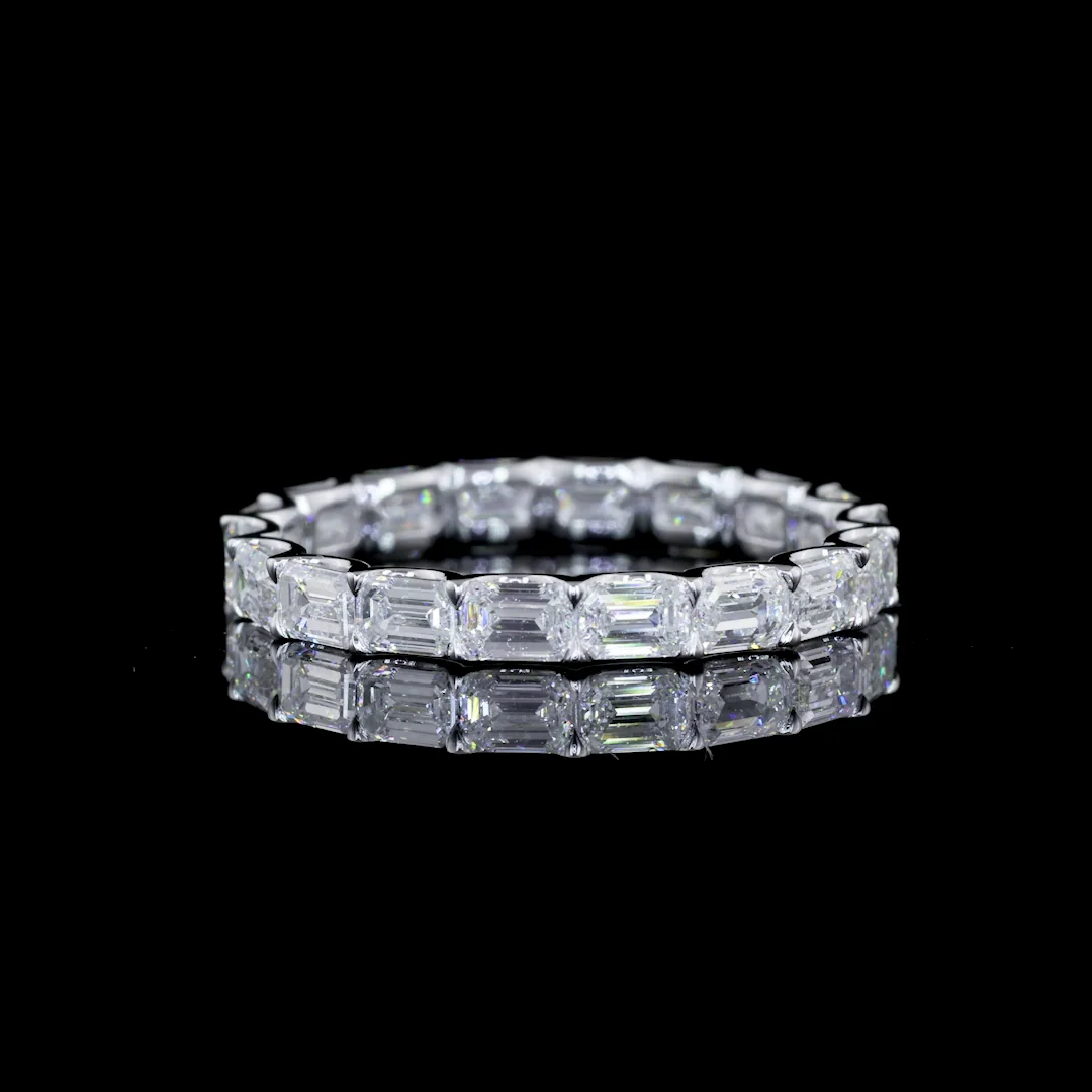 2.14 Cts 14k White Gold Emerald Shape Eternity Band Eternity Band