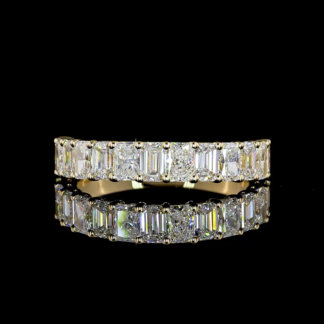 1.85 Cts 14k Yellow Gold Radiant Shape Half Eternity Eternity Band