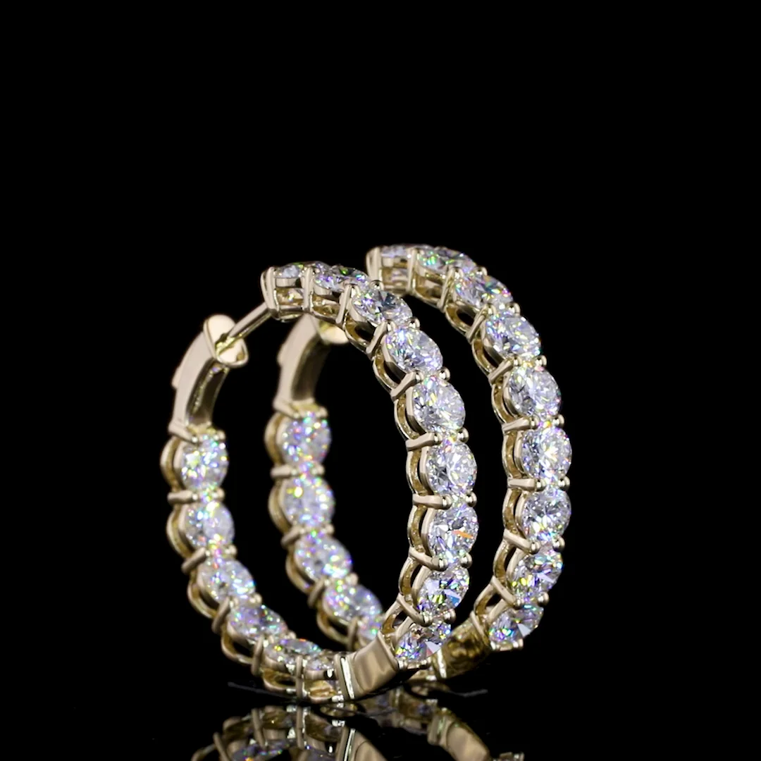 6.37 Cts 14k Yellow Gold Round Shape Hoops Earring