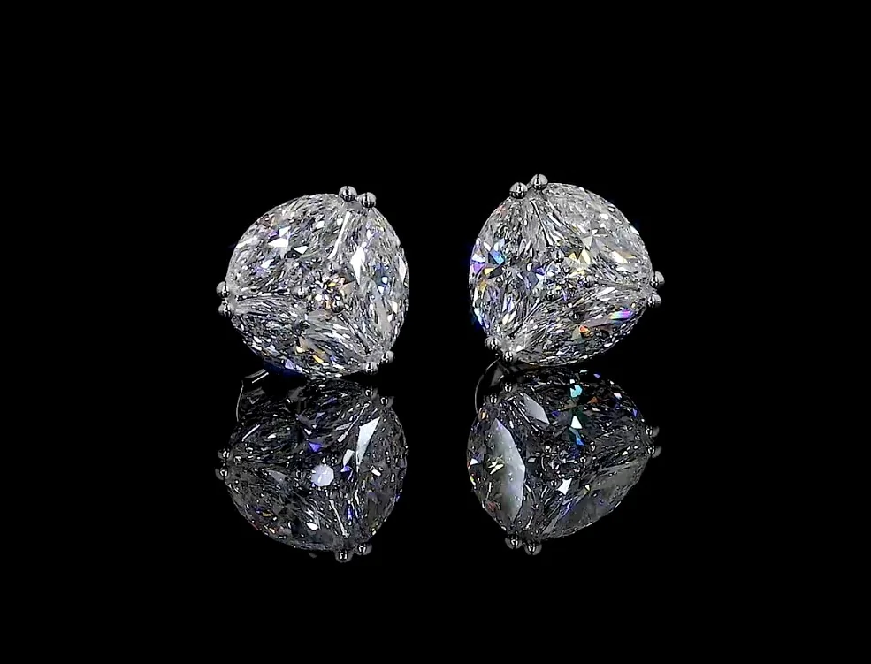 2.57 Cts 14k White Gold Marquise Shape Studs Earring