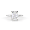 3.87 Cts 14k White Gold Emerald Shape Hidden Halo Ring