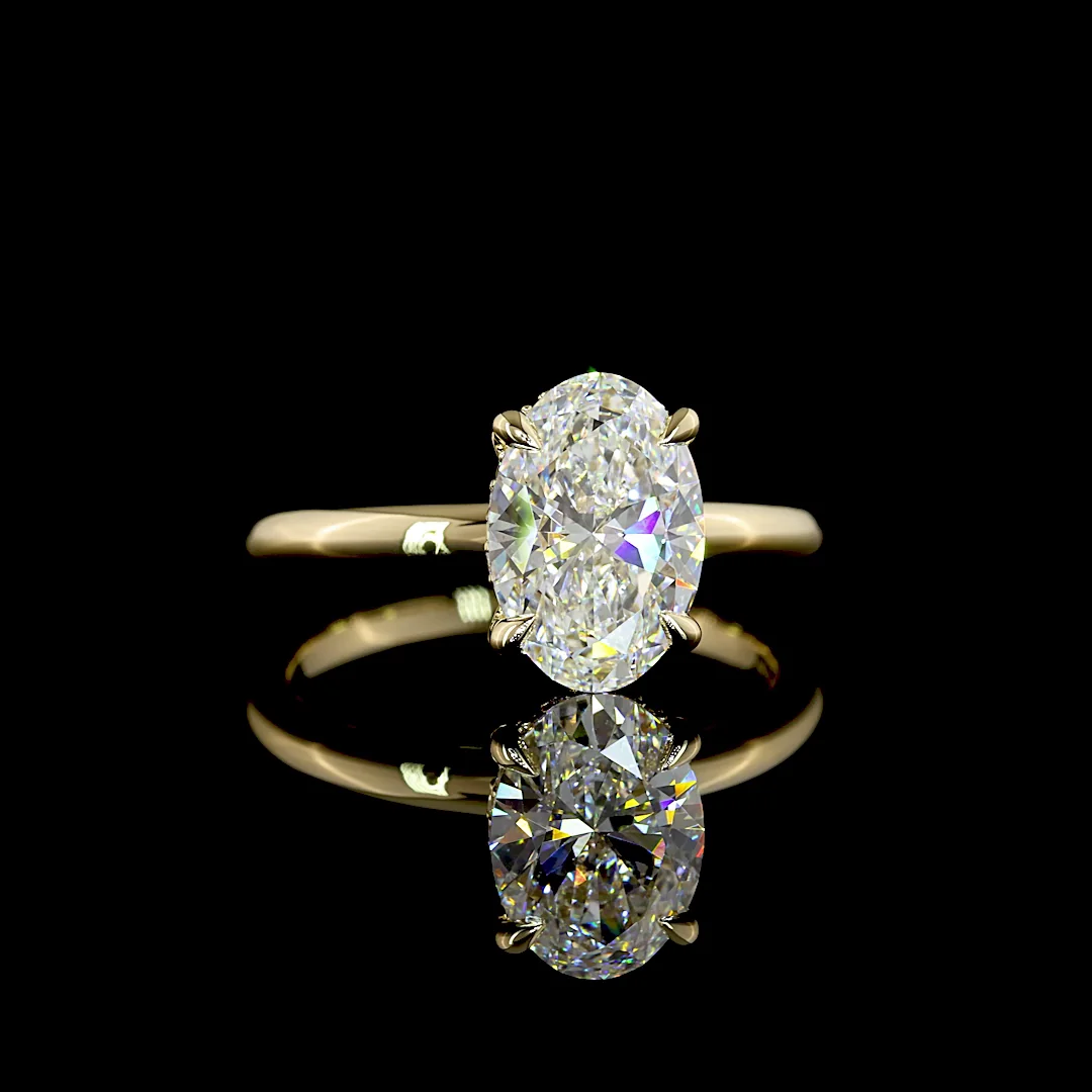 1.7 Cts 14k Yellow Gold Oval Shape Hidden Halo Ring
