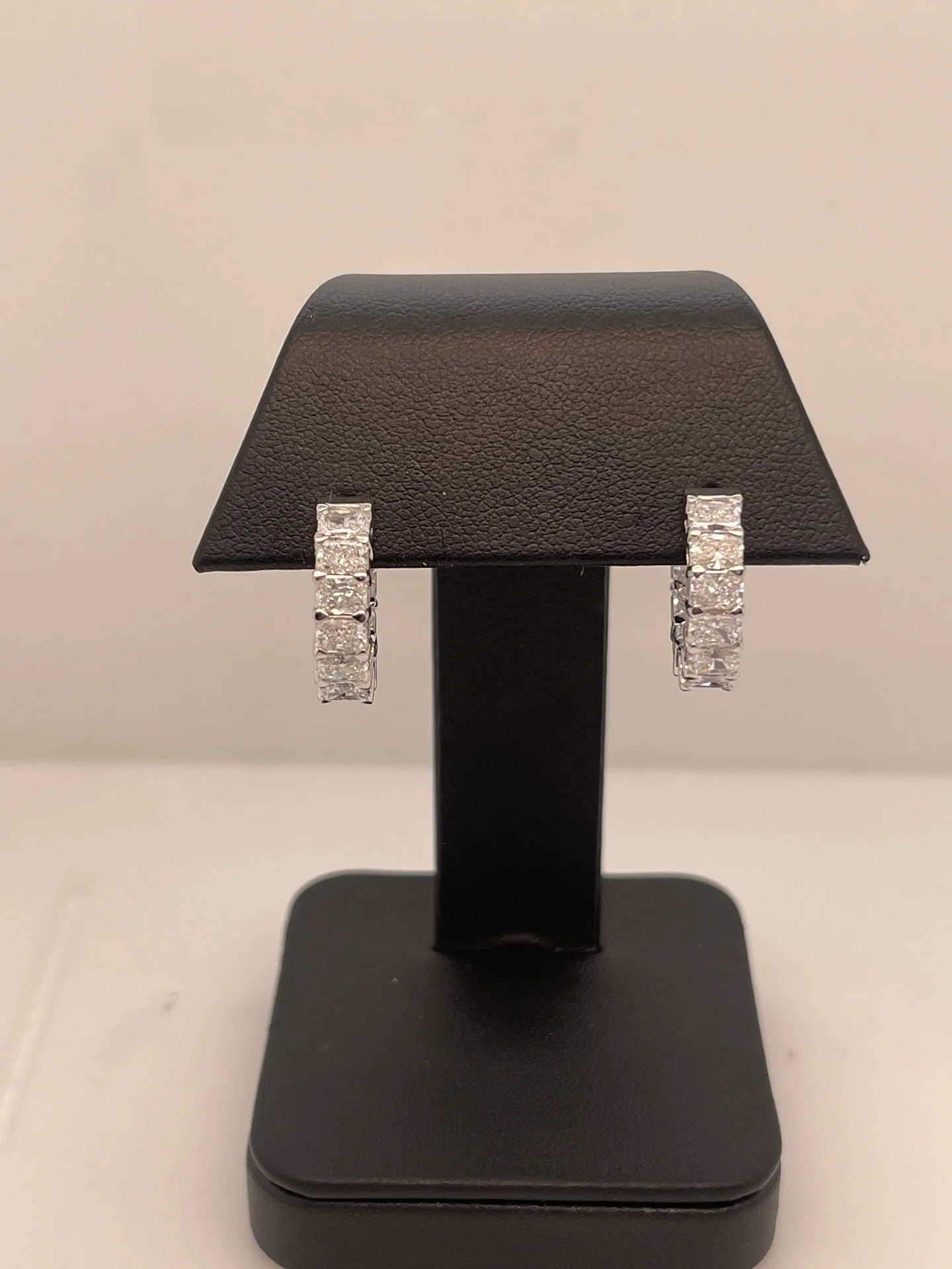 4.29 Cts 14k White Gold Radiant Shape Huggies Earring