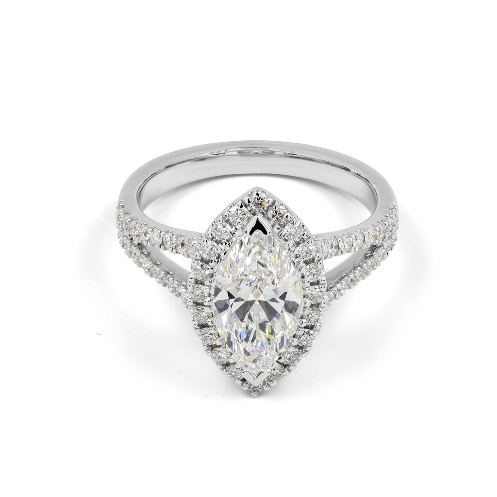 2.73 Cts 14k White Gold Marquise Shape Split Shank Ring