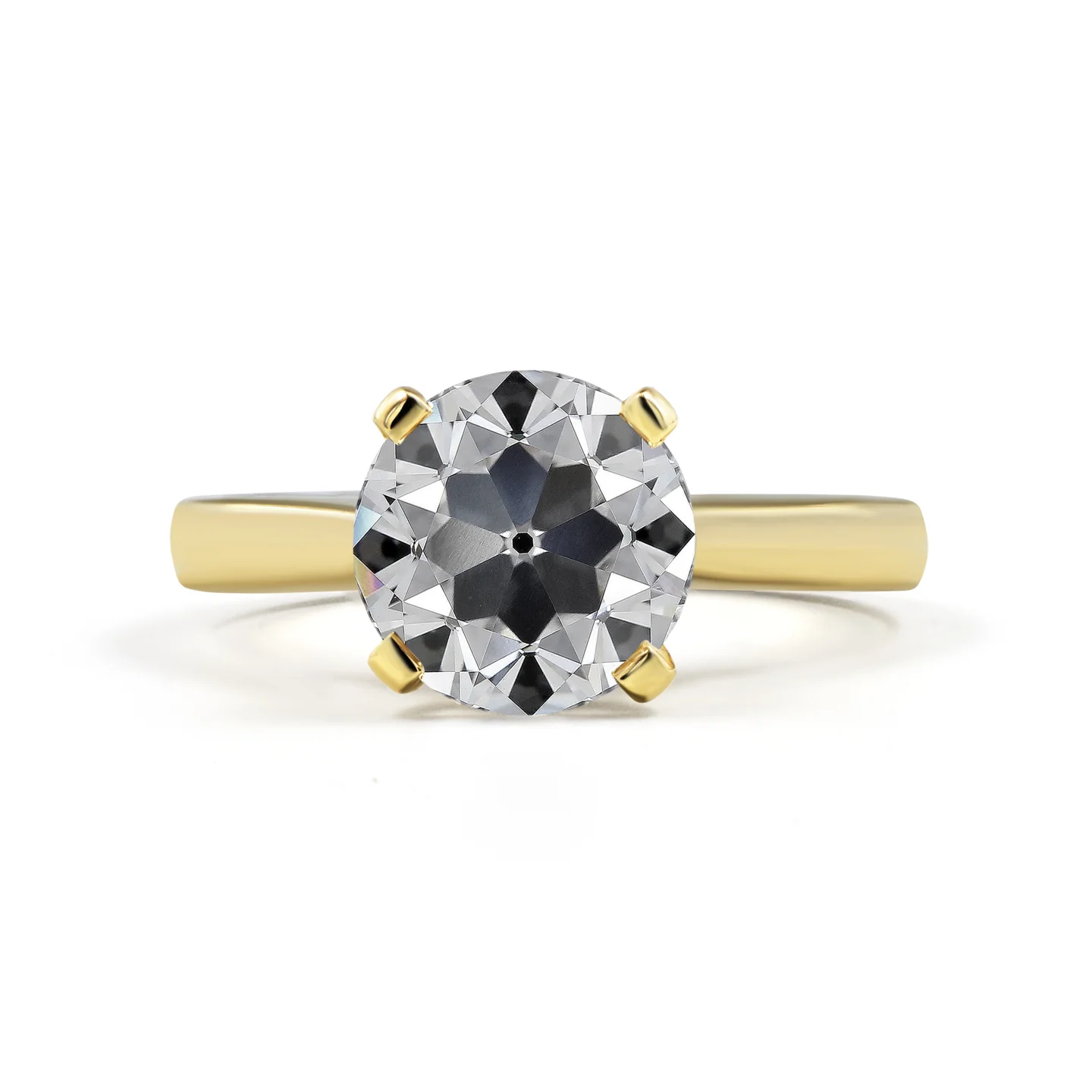 2.51 Cts 14k Yellow Gold Old European Brilliant Shape Solitaire Ring