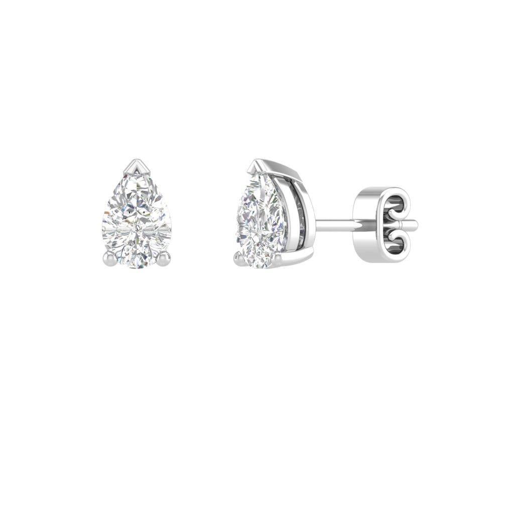 0.61 Cts 14k White Gold Pear Shape Studs Earring