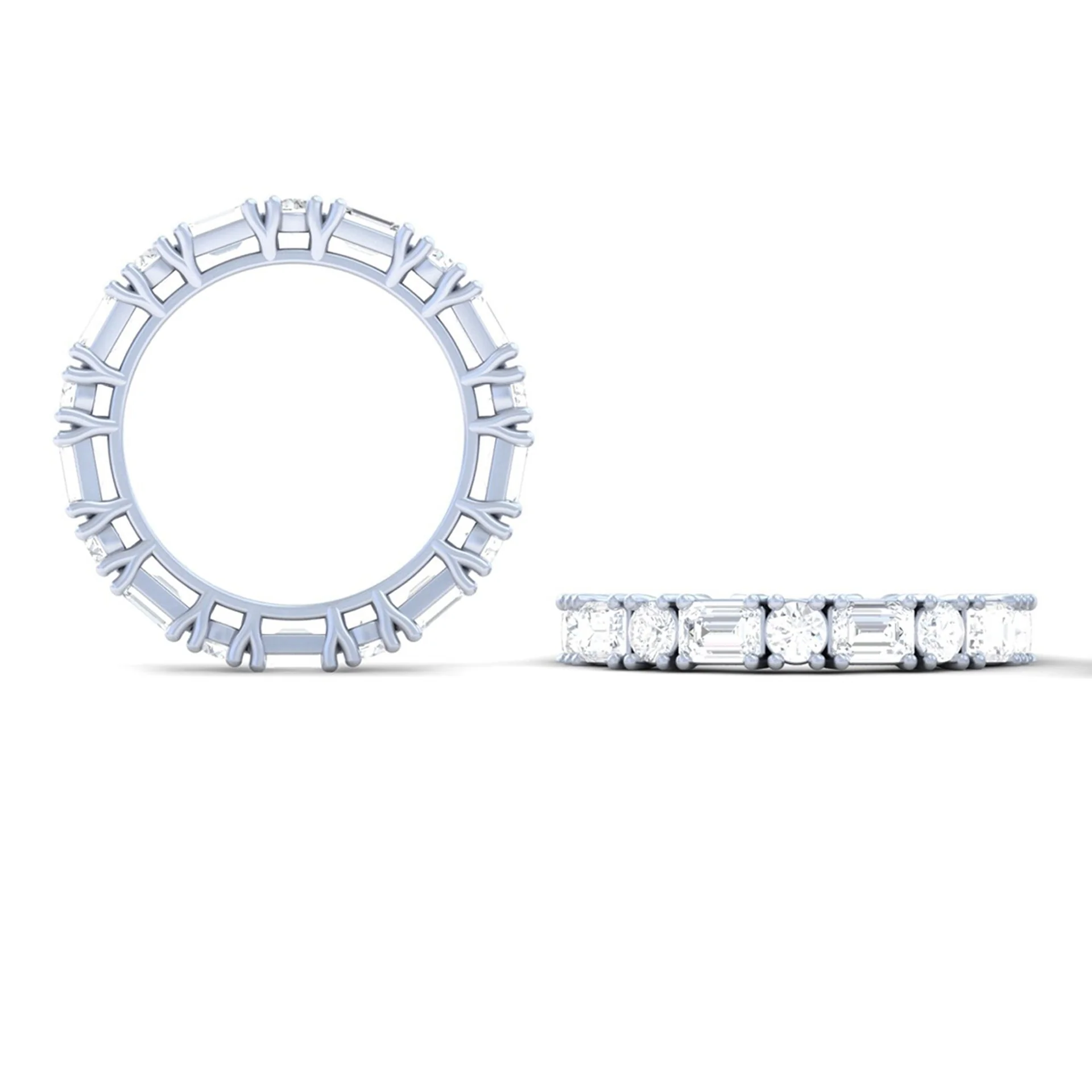 3.01 Cts 14k White Gold Mix Shape Eternity Band Eternity Band