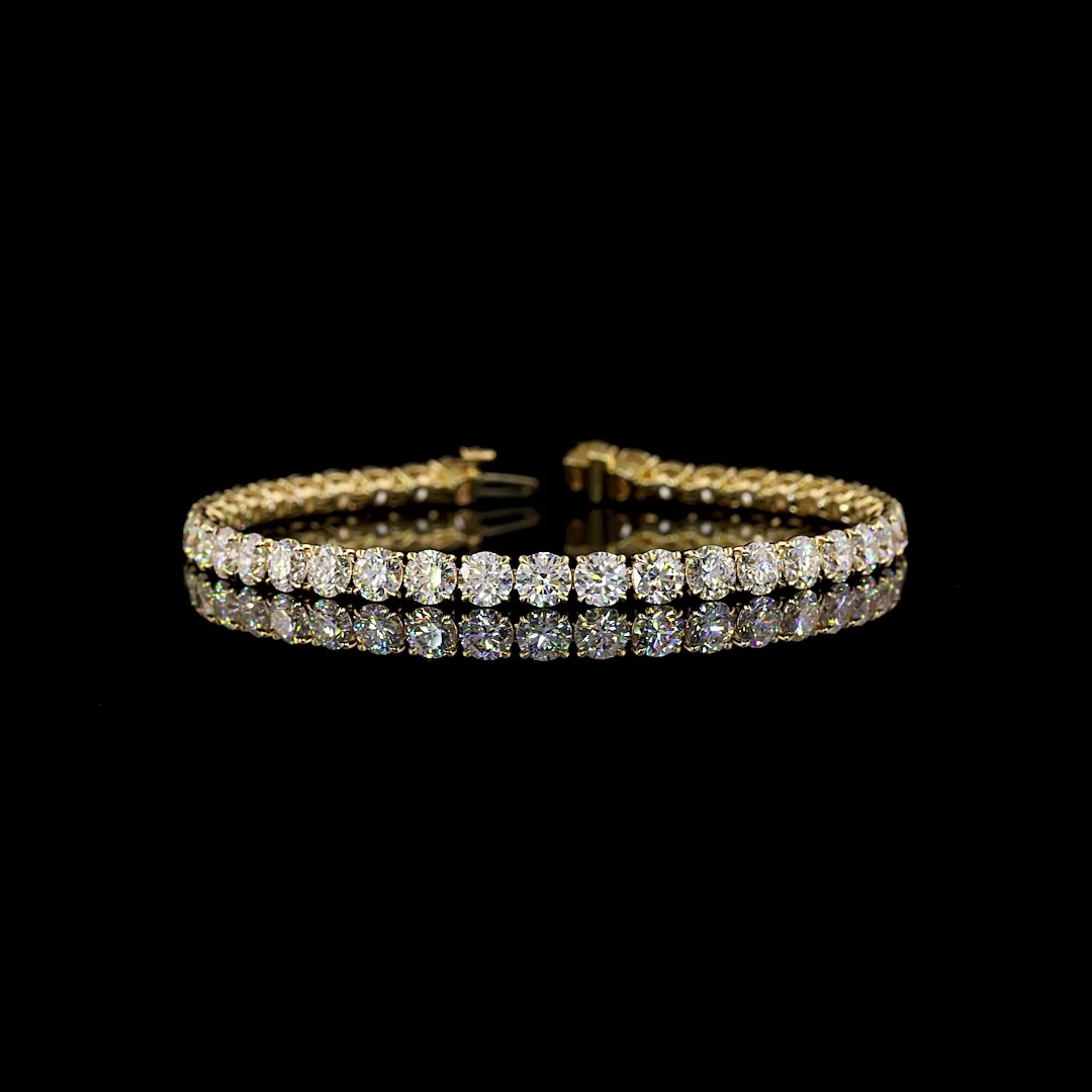 12.35 Cts 14k Yellow Gold Round Shape Tennis Bracelet