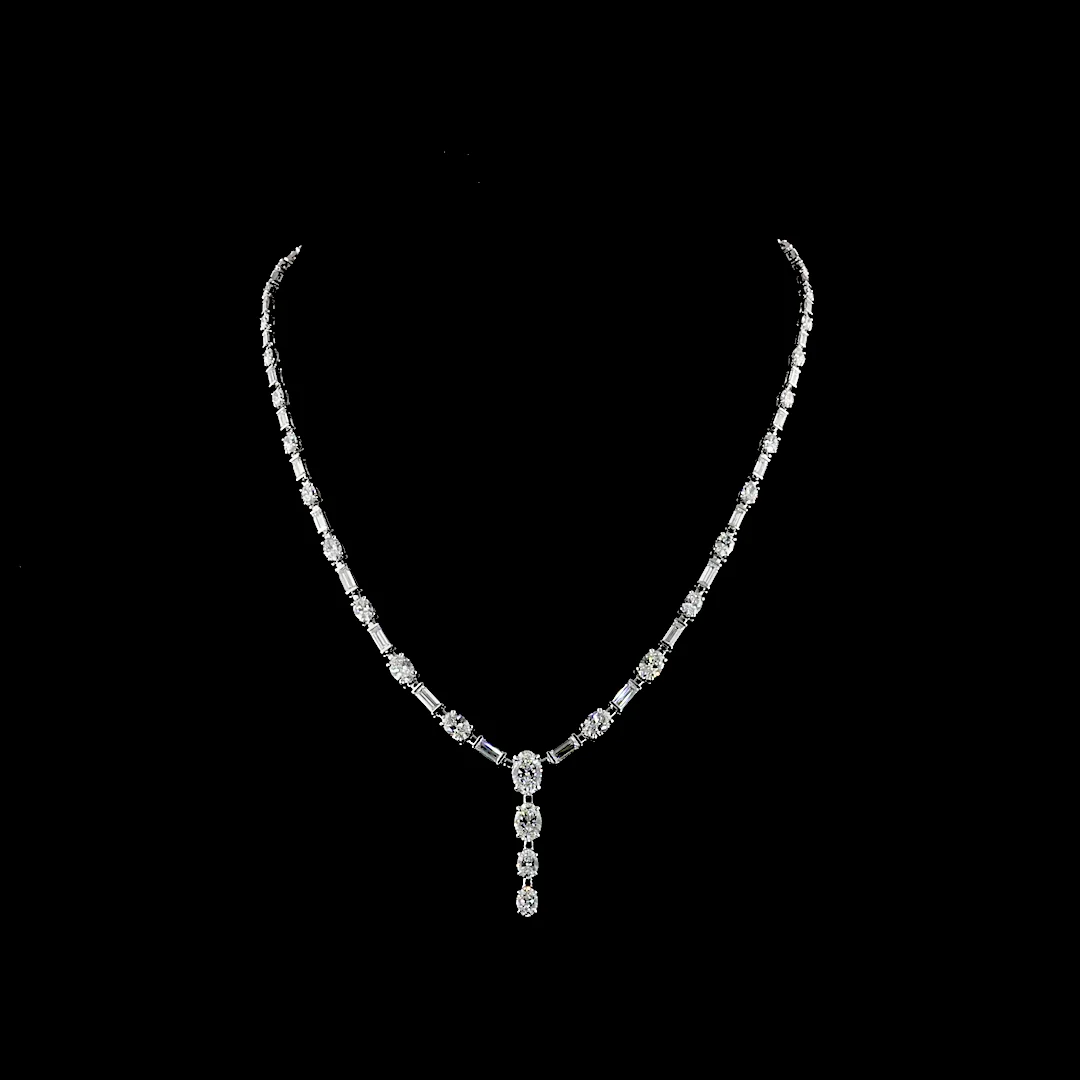 11.61 Cts 14k White Gold Mix Shape Special Necklace
