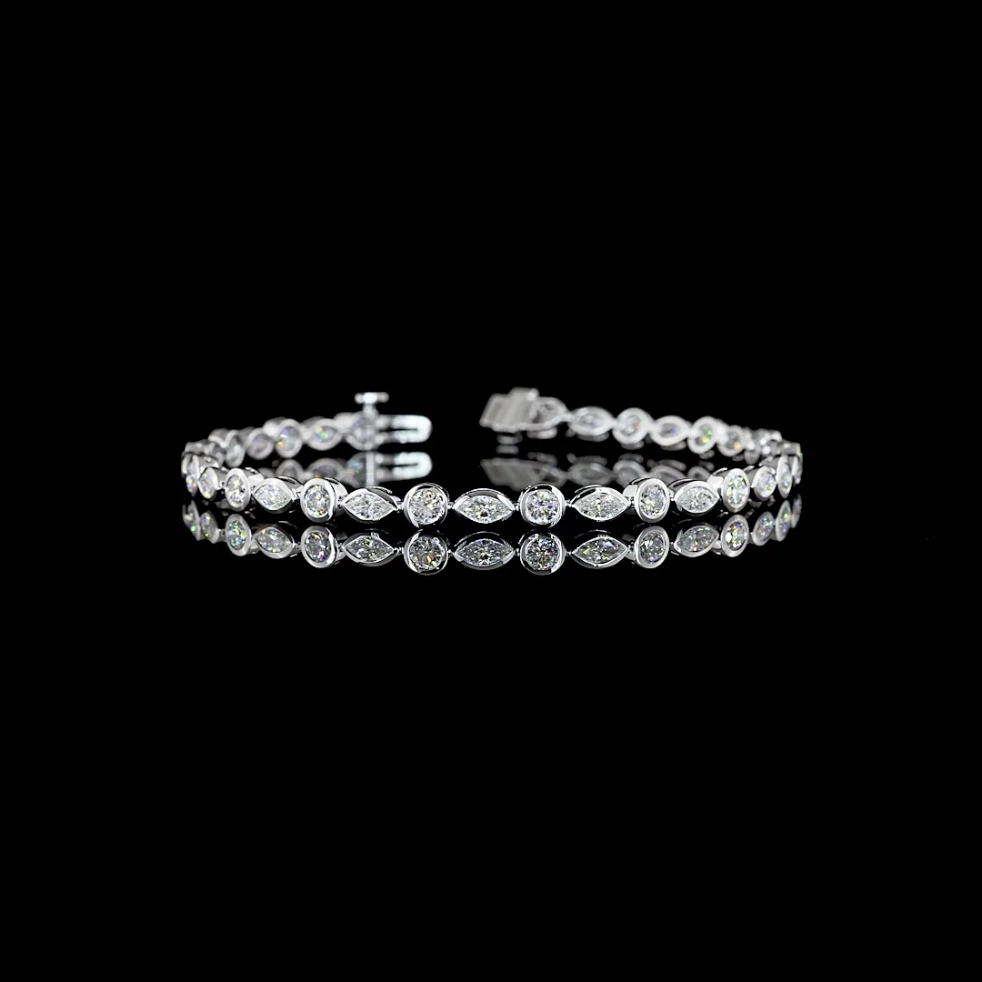4.13 Cts 14k White Gold Mix Shape Tennis Bracelet