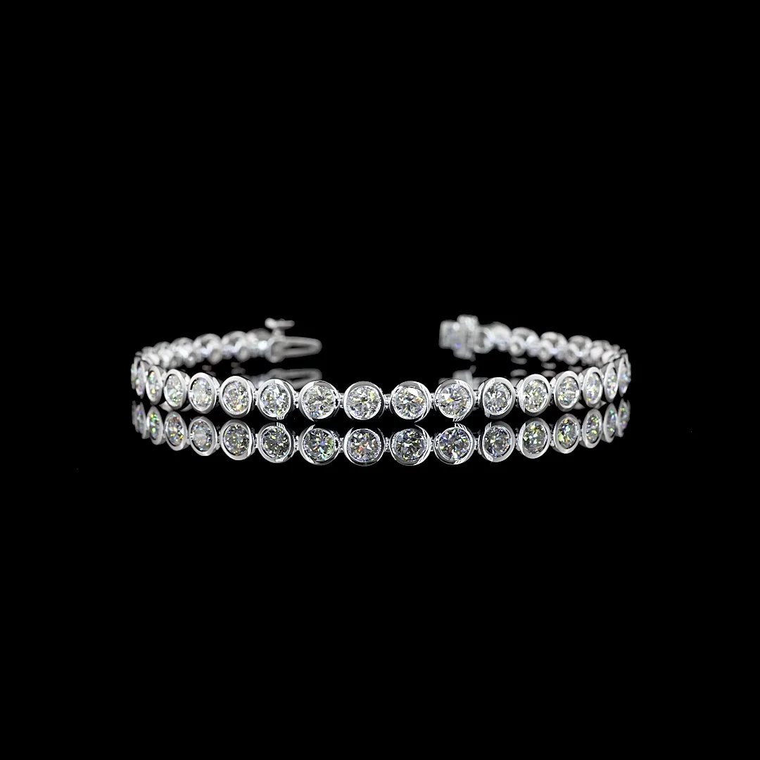 6.76 Cts 14k White Gold Round Shape Tennis Bracelet