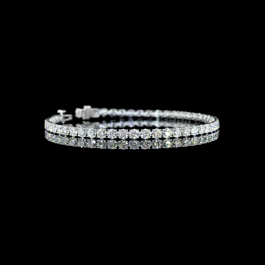 7.09 Cts 14k White Gold Round Shape Tennis Bracelet
