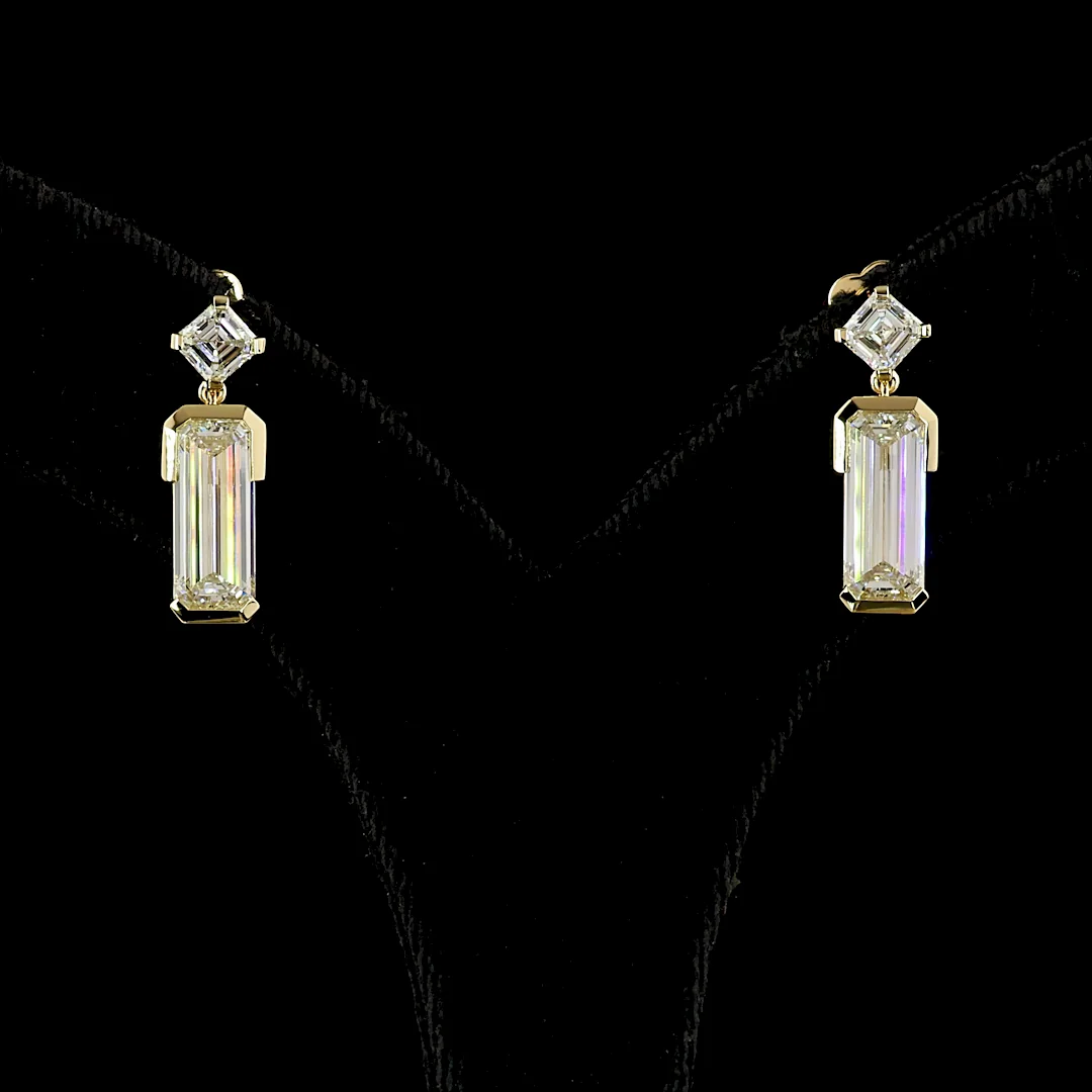 4.79 Cts 14k Yellow Gold Mix Shape Hanging Earring