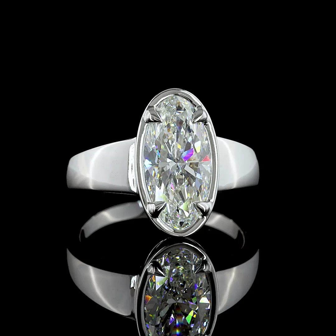 2.12 Cts 14k White Gold Oval Shape Solitaire Ring