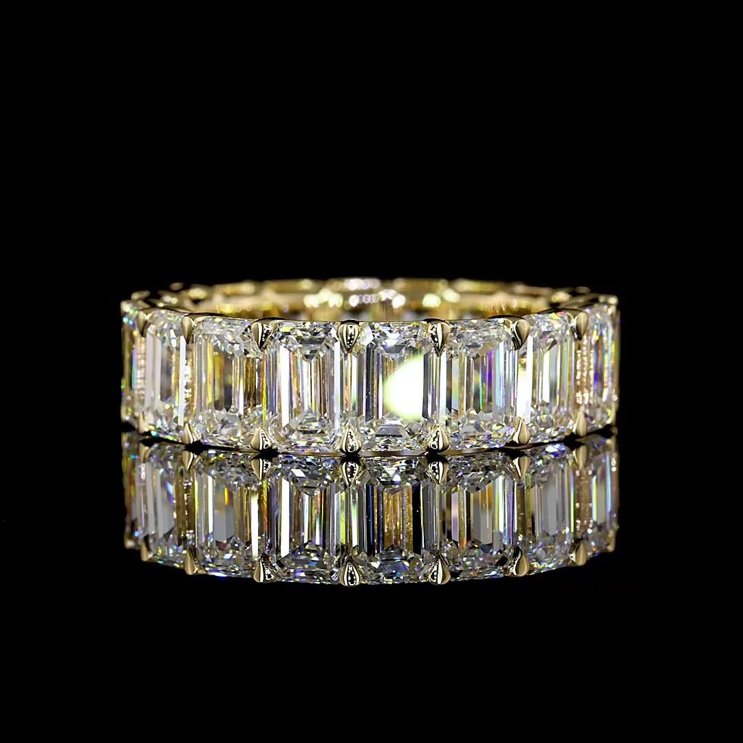 8.98 Cts 14k Yellow Gold Emerald Shape Eternity Band Eternity Band