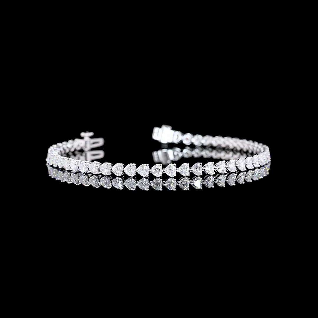 5.46 Cts 14k White Gold Heart Shape Tennis Bracelet