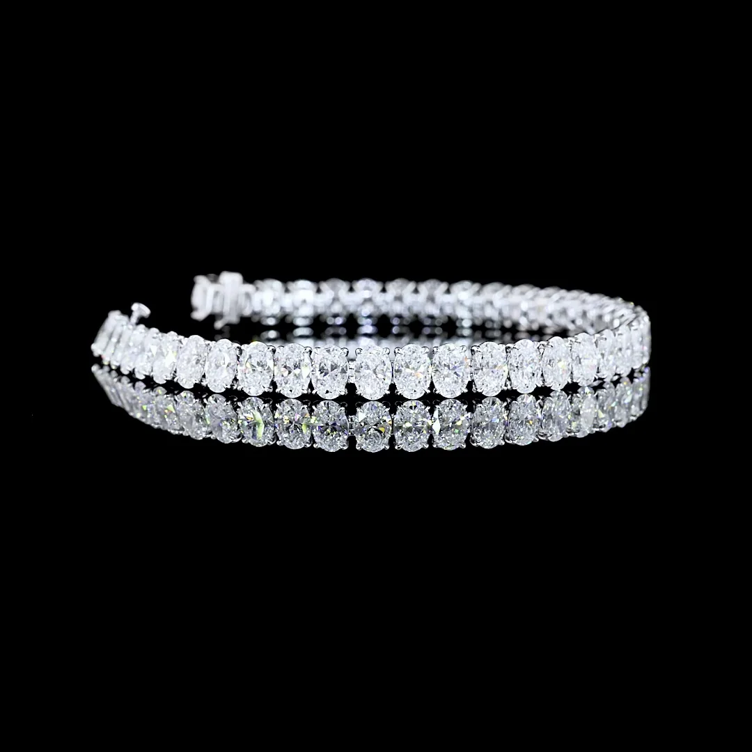 14.62 Cts 14k White Gold Oval Shape Tennis Bracelet