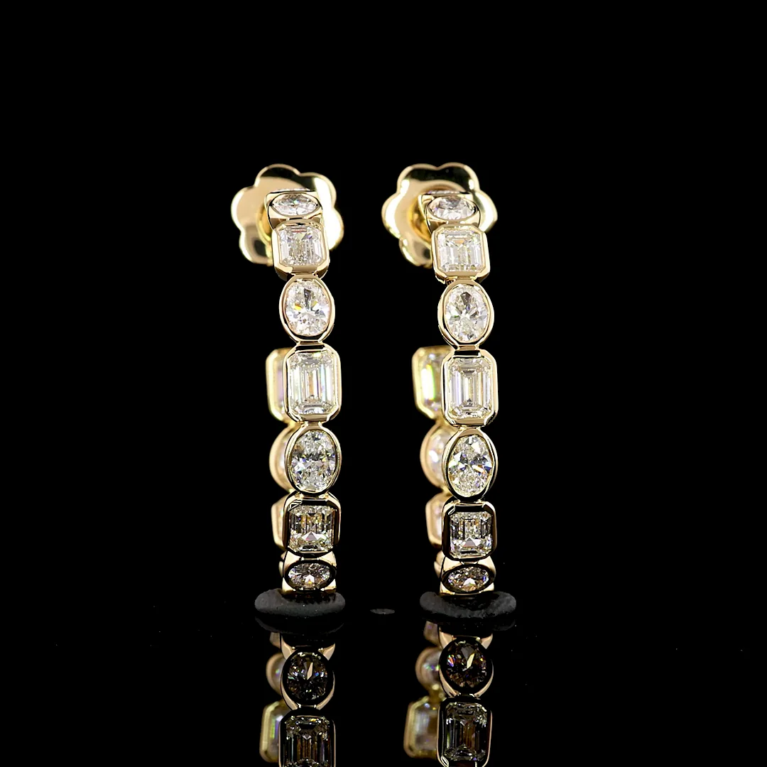 3.85 Cts 14k Yellow Gold Mix Shape C Hoops Earring