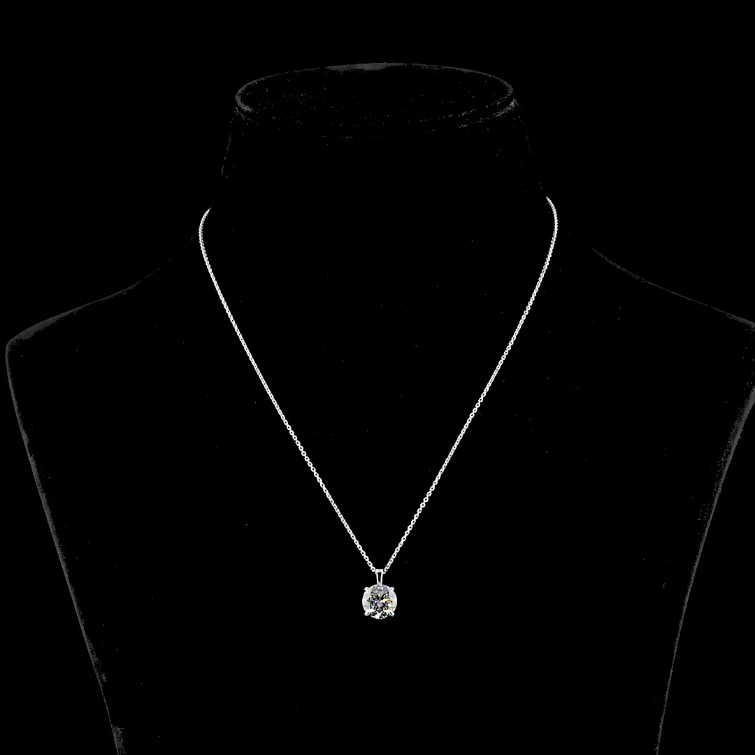 2.67 Cts 14k White Gold Round Shape Solitaire Pendant