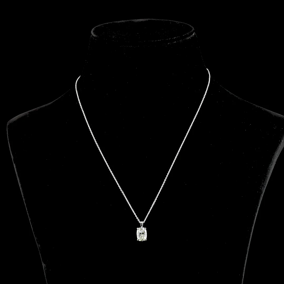 2.79 Cts 14k White Gold Cushion Brilliant Shape Solitaire Pendant