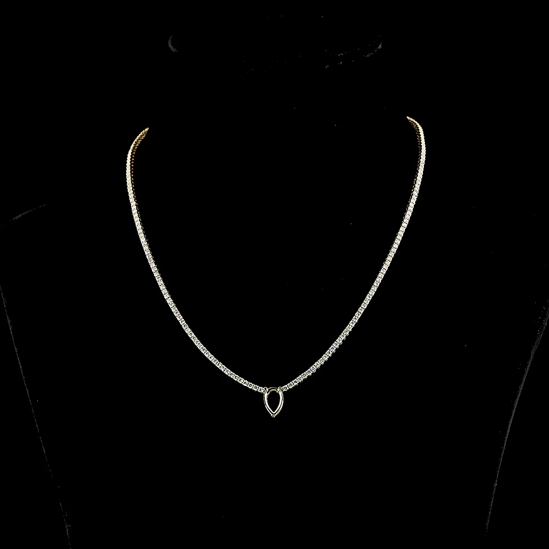5.87 Cts 14k Yellow Gold Pear Shape Station Line Tennis Necklace