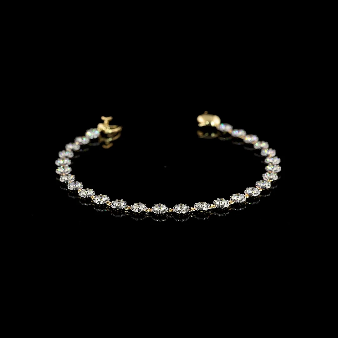 3.98 Cts 14k Two Tone Round Shape Tennis Bracelet