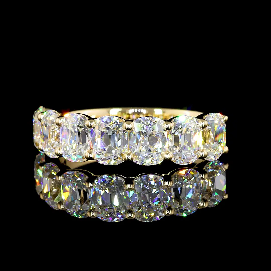 2.16 Cts 14k Yellow Gold Antique Cushion Shape 7 Stones Eternity Band