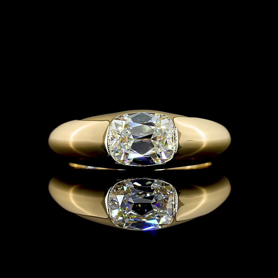 1.31 Cts 14k Yellow Gold Antique Cushion Shape Solitaire Ring