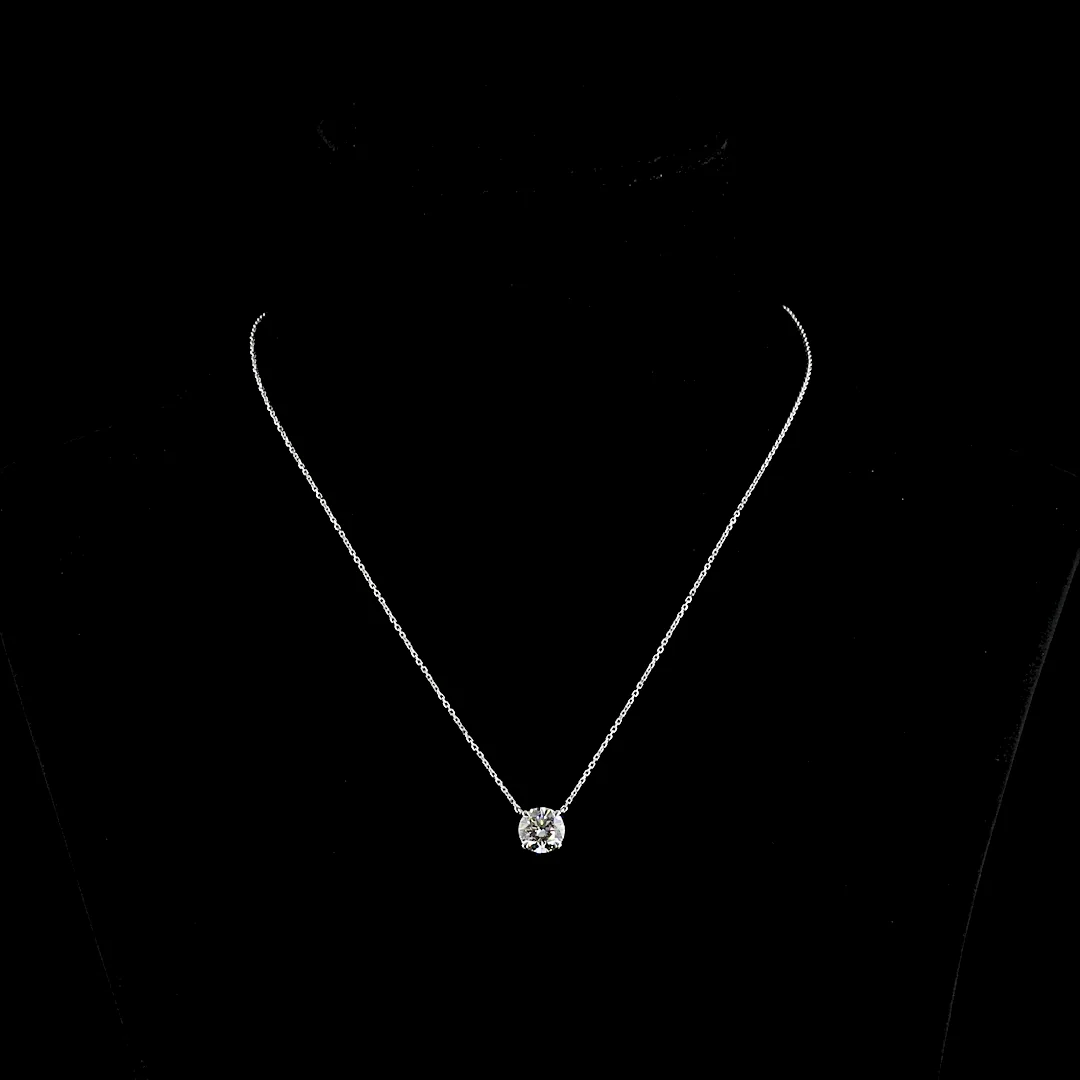 2.02 Cts 14k White Gold Round Shape Solitaire Pendant