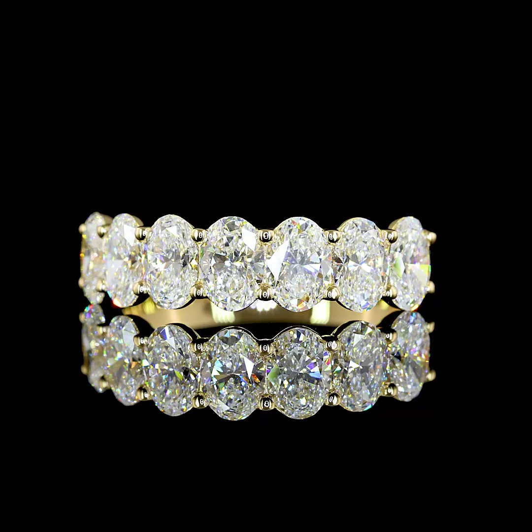 1.96 Cts 14k Yellow Gold Oval Shape 7 Stones Eternity Band