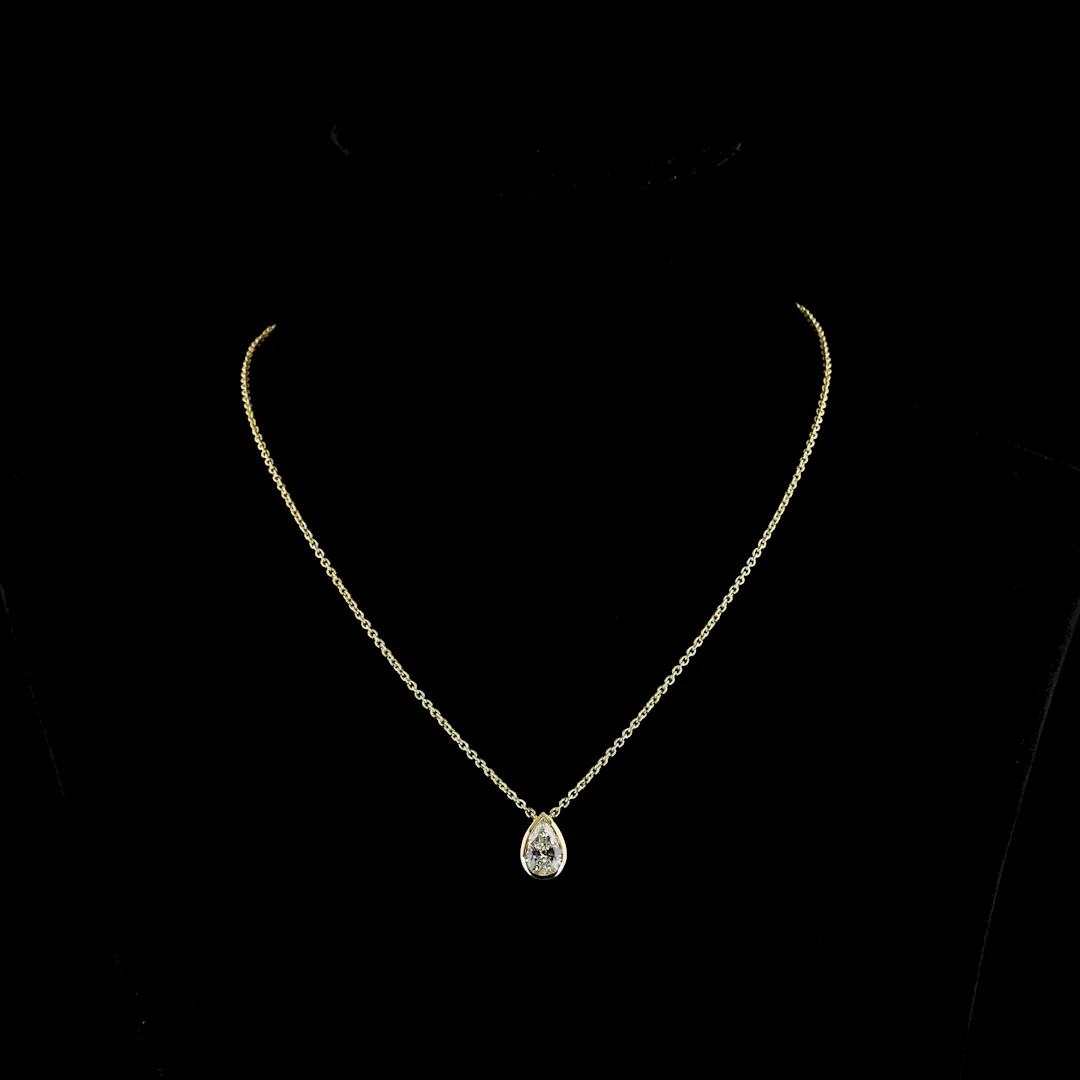 1.6 Cts 14k Yellow Gold Pear Shape Solitaire Pendant