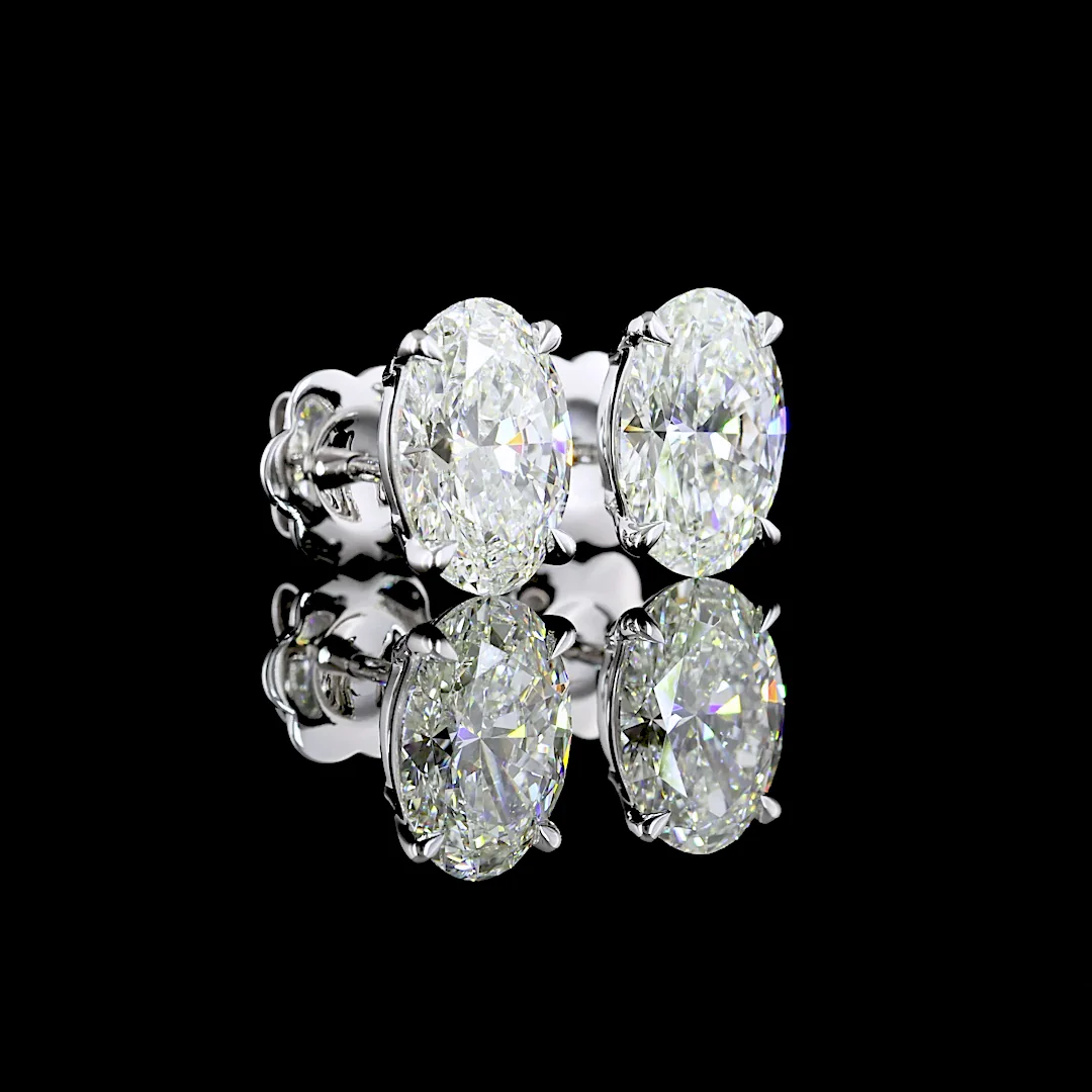 3.07 Cts 14k White Gold Oval Shape Studs Earring