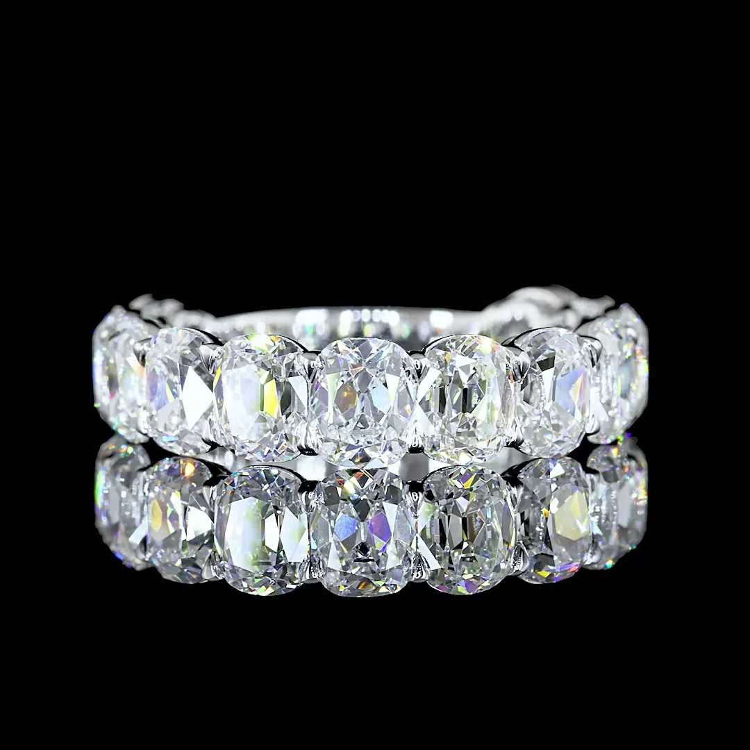 4.91 Cts 14k White Gold Antique Cushion Shape 3/4 Band Eternity Band