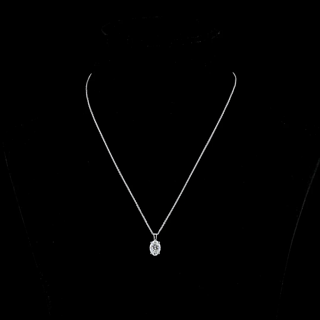 1.54 Cts 14k White Gold Oval Shape Solitaire Pendant