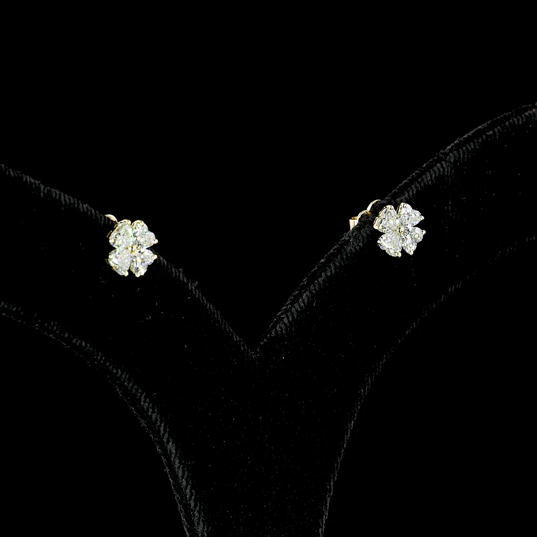 1.13 Cts 14k Yellow Gold Heart Shape Studs Earring