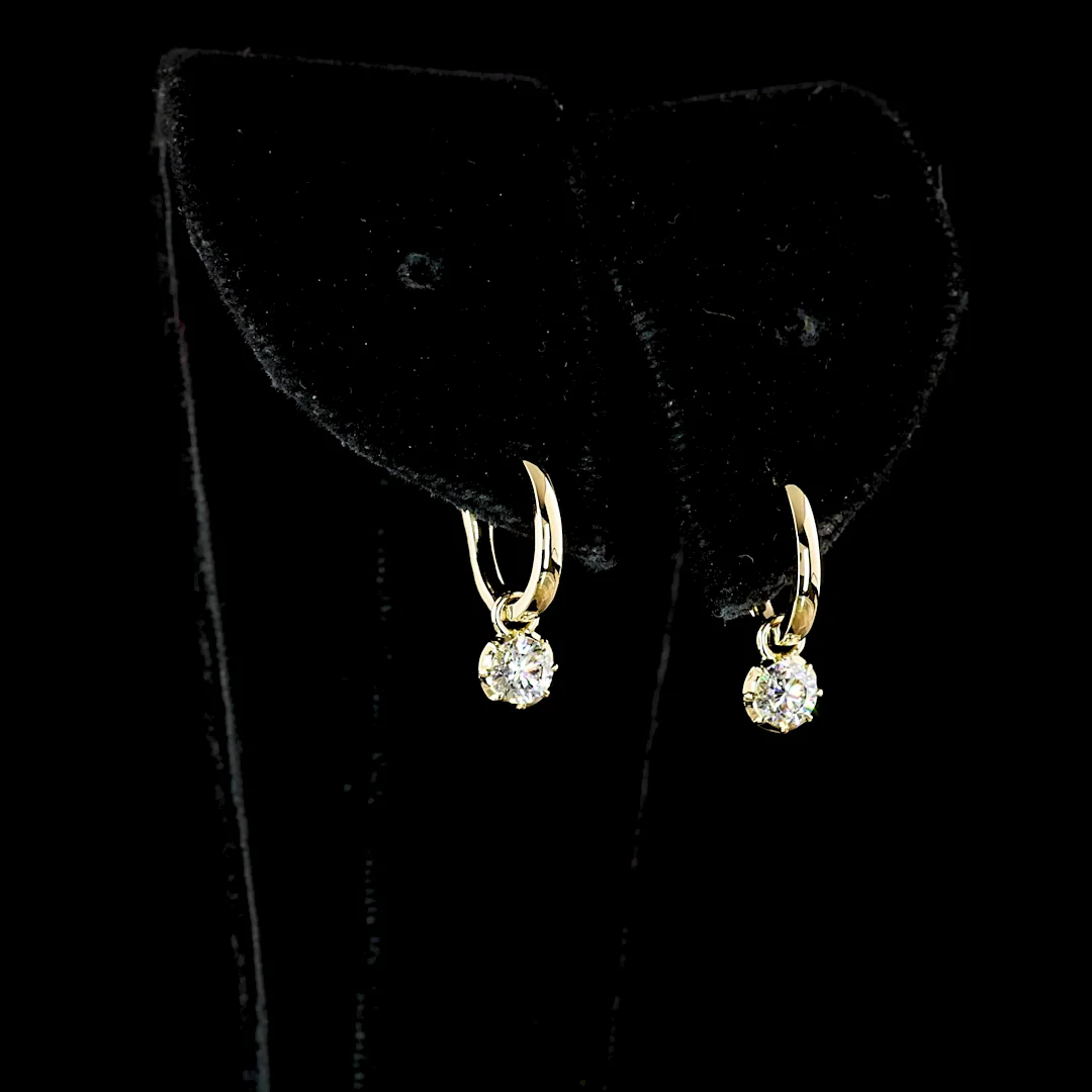 0.5 Cts 14k Yellow Gold Round Shape Hanging Earring