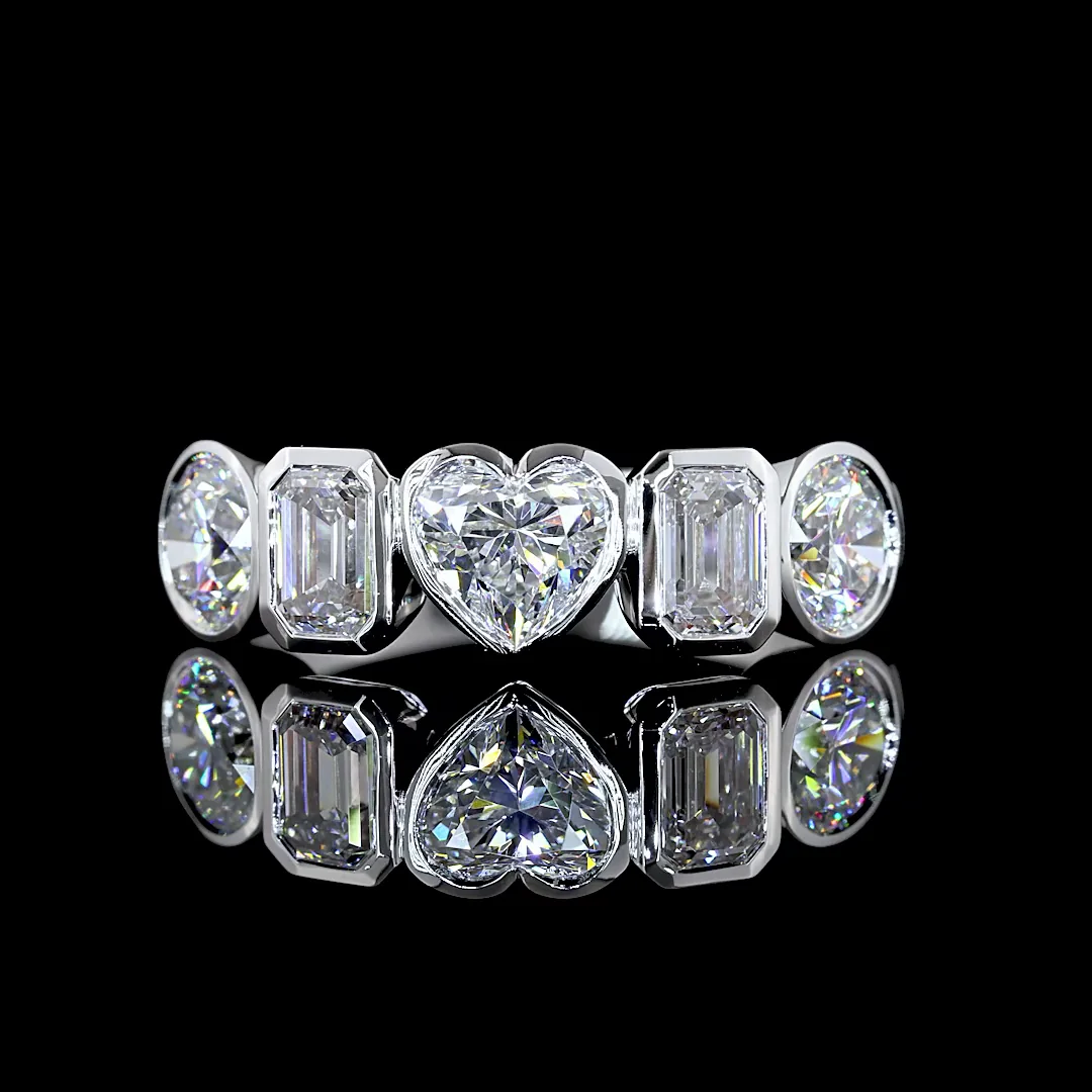 2.04 Cts 14k White Gold Mix Shape 5 Stones Eternity Band