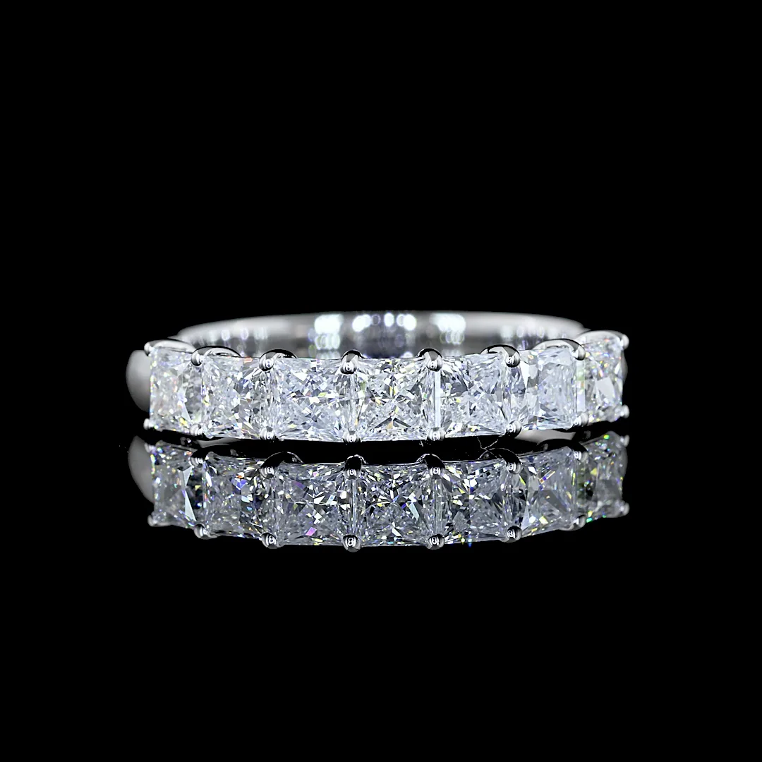 1.14 Cts 14k White Gold Princess Shape 7 Stones Eternity Band