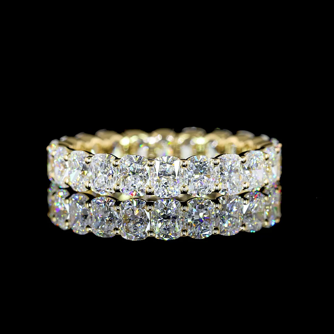 3.27 Cts 14k Yellow Gold Cushion Brilliant Shape Eternity Band Eternity Band