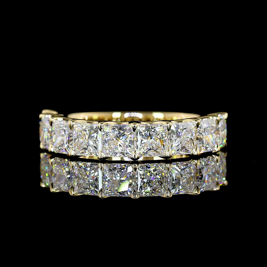 3.09 Cts 14k Yellow Gold Princess Shape Half Eternity Eternity Band