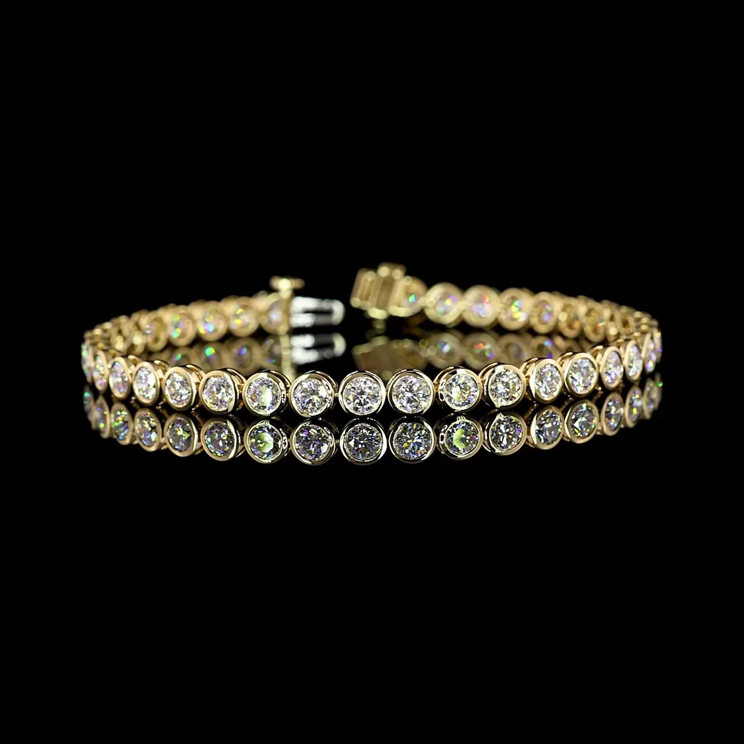 7.42 Cts 14k Yellow Gold Round Shape Tennis Bracelet