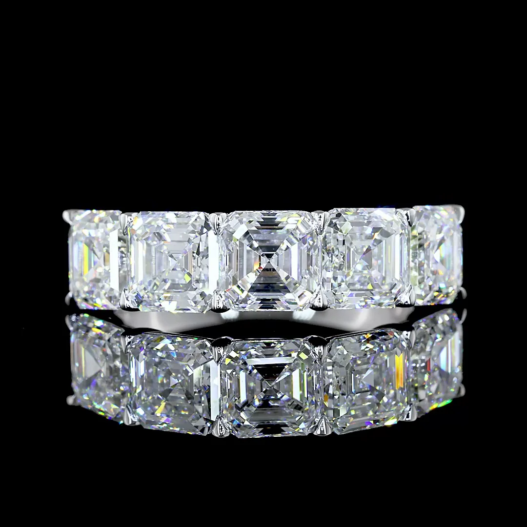 4.12 Cts 14k White Gold Asscher Shape 5 Stones Eternity Band