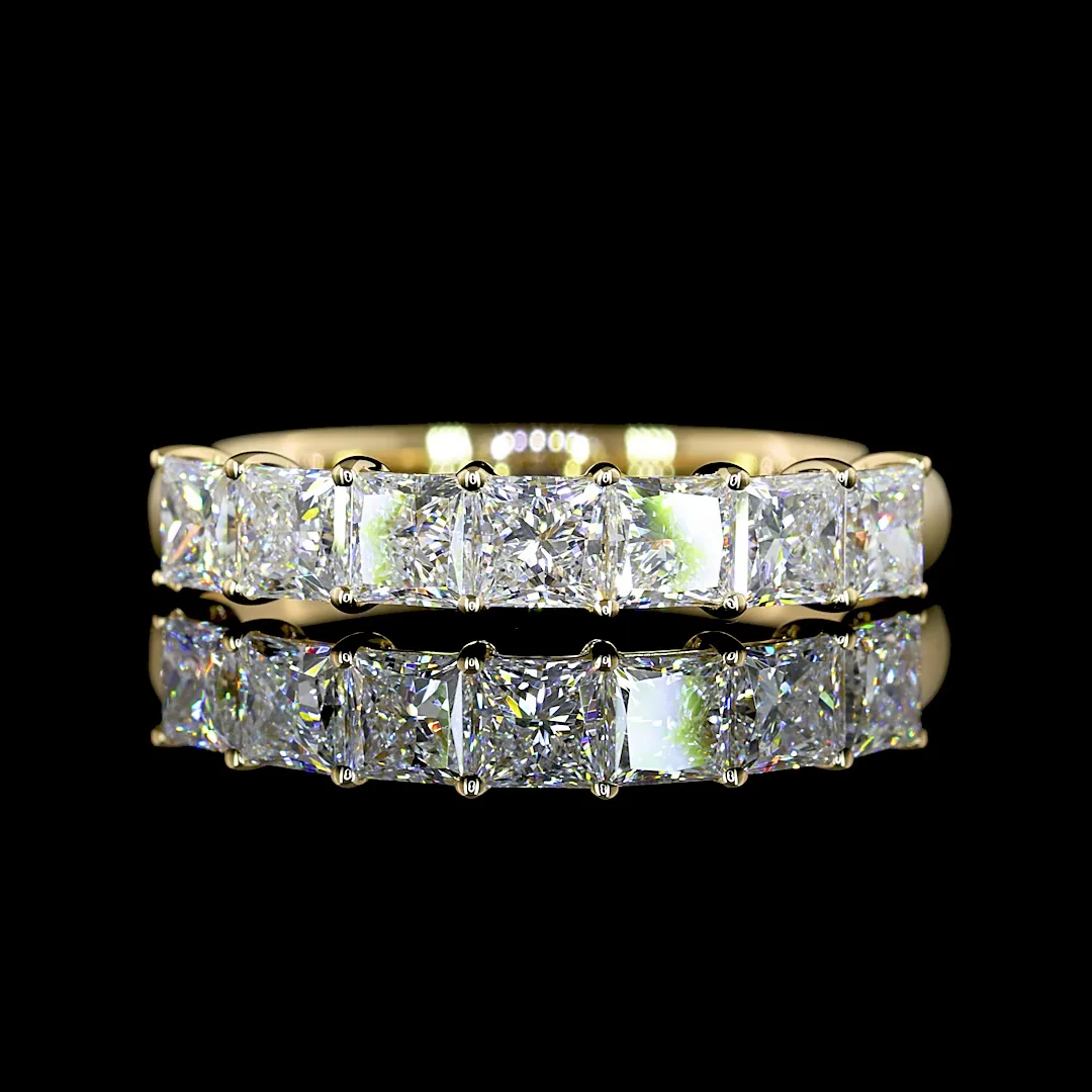 1.13 Cts 14k Yellow Gold Princess Shape 7 Stones Eternity Band